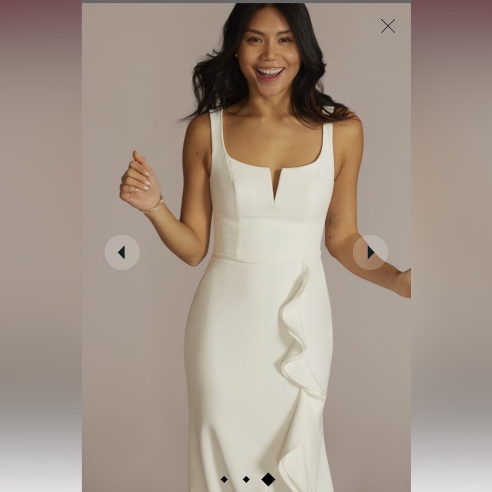 Davids Bridal STUDIO
crepe tank sheath wedding dress with ruffle skirt